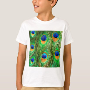 Colourful Peacock Feathers Print T-Shirt