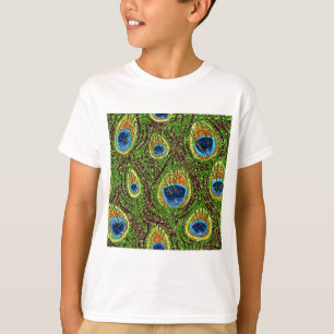 Colourful Peacock Feathers Print T-Shirt