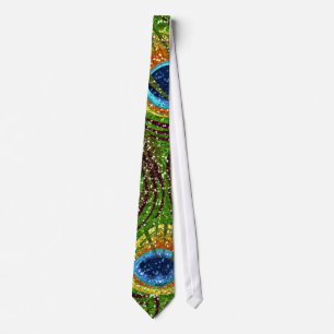 Colourful Peacock Feathers Print Tie