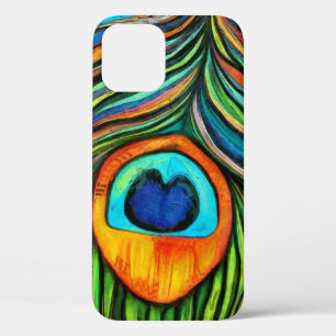 Colourful Peacock Firebird Feather Painting iPhone 12 Case