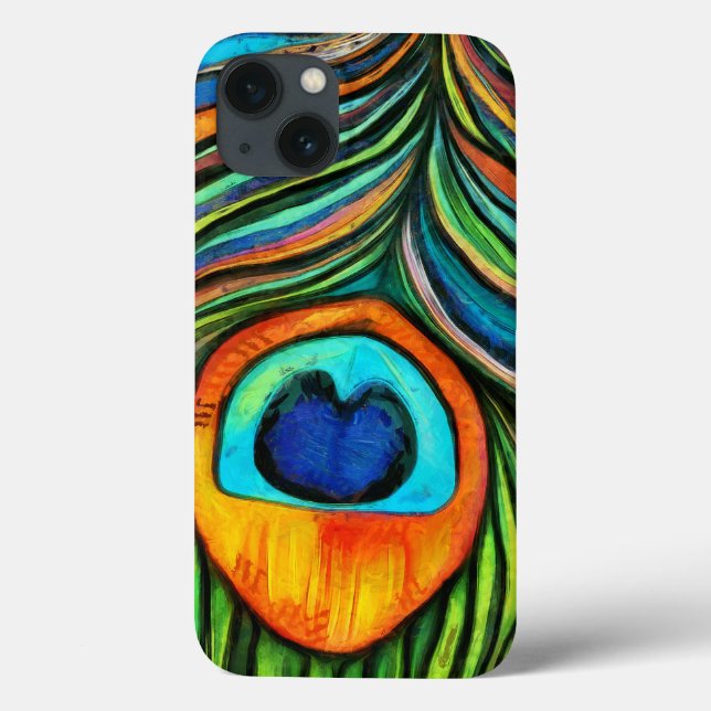 Colourful Peacock Firebird Feather Painting Case-Mate iPhone Case (Back)