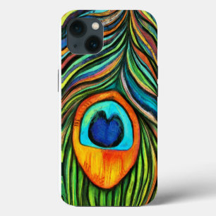 Colourful Peacock Firebird Feather Painting iPhone 13 Case