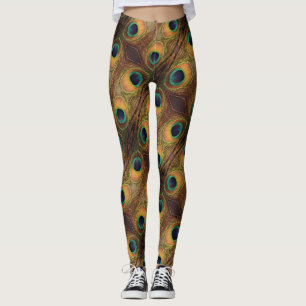 Colourful Peacock Green Gold Black 4Penny Leggings