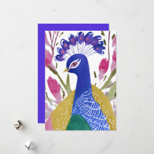 Colourful Peacock Holiday Card