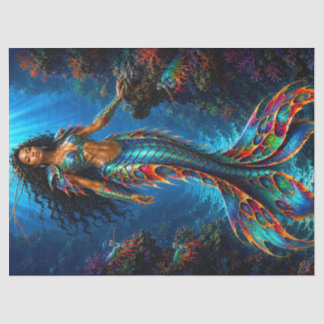 Colourful Peacock Mantis Shrimp Mermaid Warrior Tissue Paper