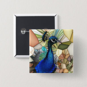 Colourful Peacock Mosaic Badge