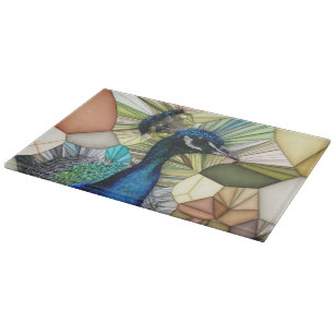 Colourful Peacock Mosaic Chopping Board
