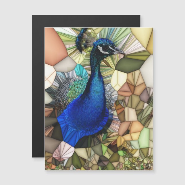 Colourful Peacock Mosaic Magnetic Card (Front/Back)