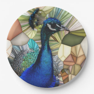 Colourful Peacock Mosaic Paper Plates