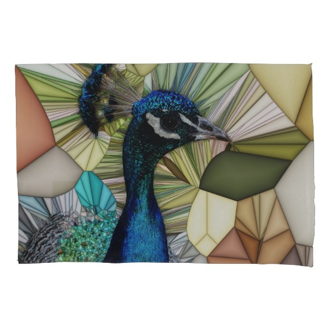 Colourful Peacock Mosaic Pillowcase (Front)