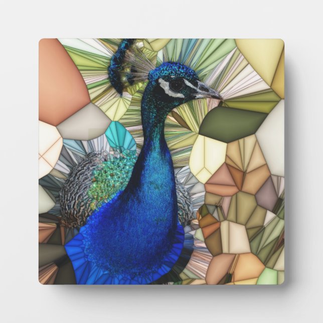Colourful Peacock Mosaic Plaque with Easel (Front)