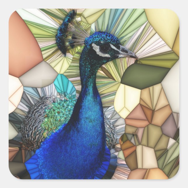 Colourful Peacock Mosaic Stickers (Front)