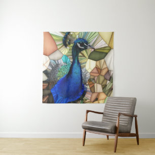 Colourful Peacock Mosaic Tapestry