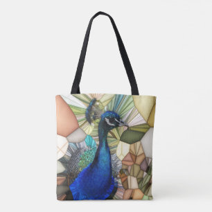 Colourful Peacock Mosaic Tote Bag
