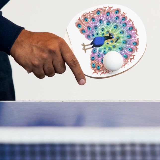 Colourful Peacock Ping Pong Paddle (Insitu)