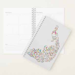 Colourful Peacock Planner Multicolored