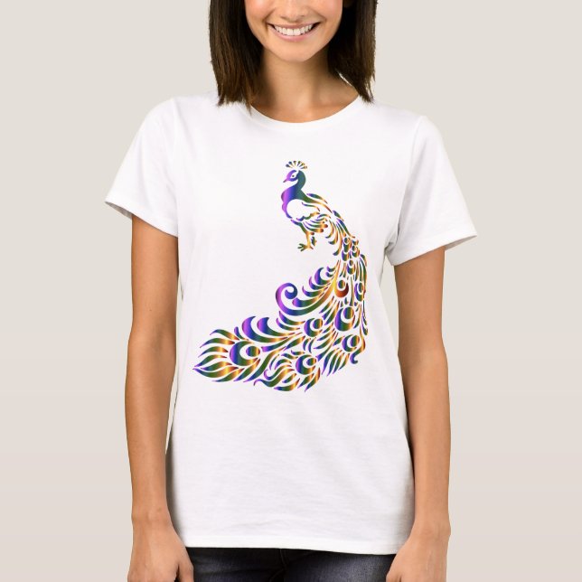 Colourful Peacock T-Shirt (Front)