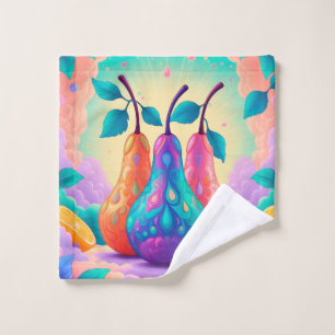 Colourful pear wash cloth