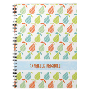 Colourful Pears And Stripes Seamless Pattern Notebook