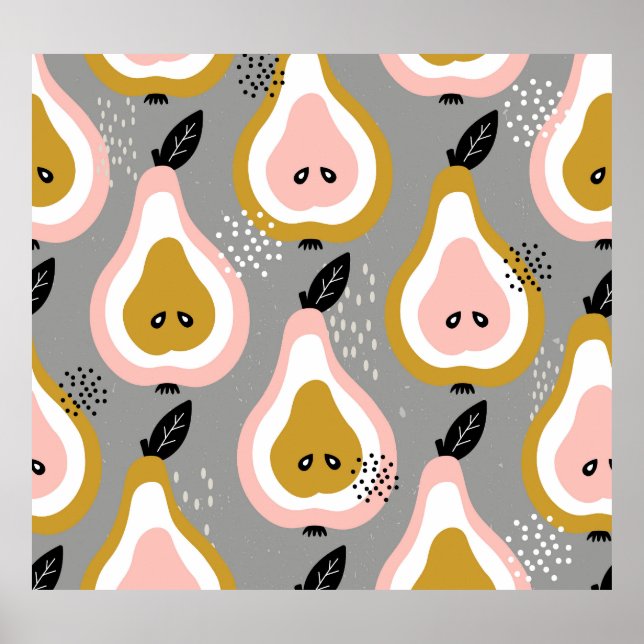 Colourful pears, vintage pattern. poster (Front)