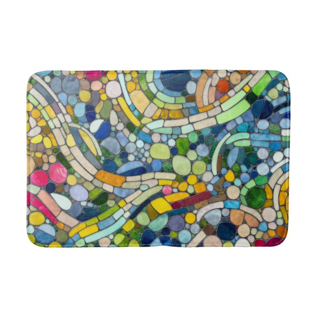 Colourful Pebbles Mosaic Art Bath Mat (Front)