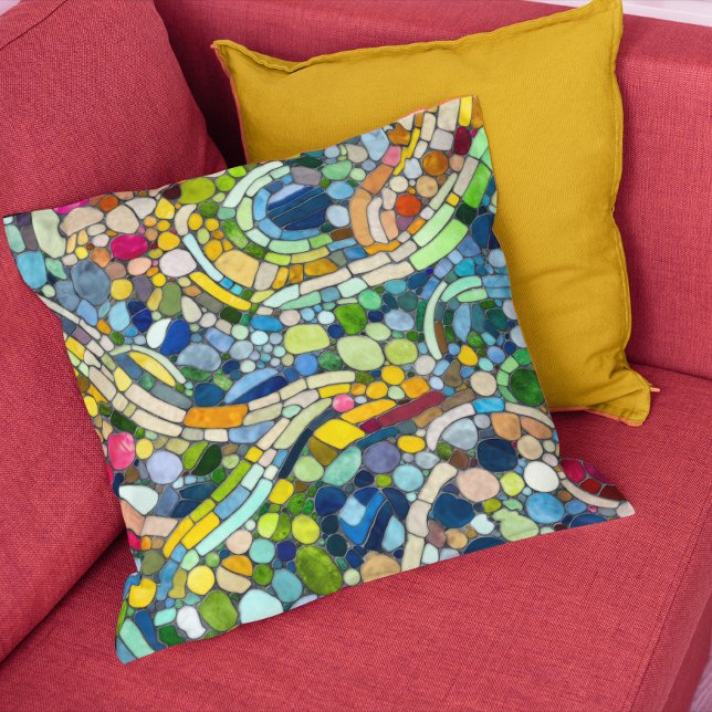 Colourful Pebbles Mosaic Art Cushion (Creator Uploaded)