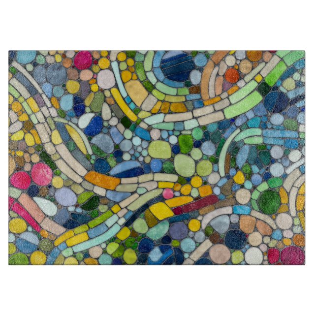 Colourful Pebbles Mosaic Art Cutting Board (Front)