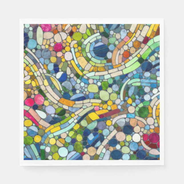 Colourful Pebbles Mosaic Art Napkin (Front)