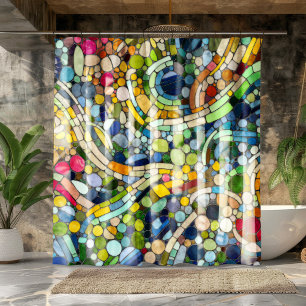 Colourful Pebbles Mosaic Art Shower Curtain