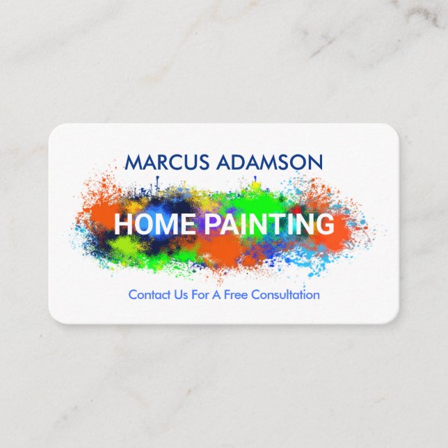 Colourful Peeling Wall Paint Splatter Business Card (Front)