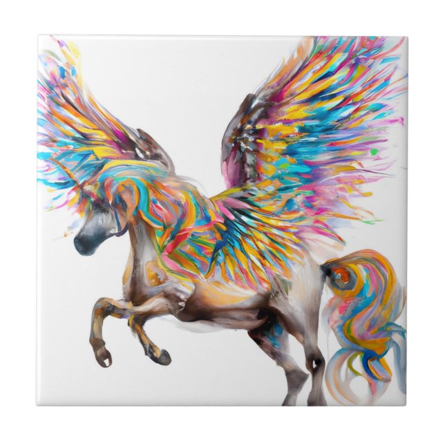 Colourful Pegasus Ceramic Tile (Front)
