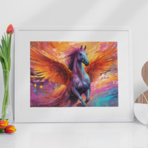Colourful Pegasus Horse Abstract painting Poster