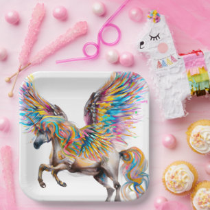 Colourful Pegasus Paper Plate