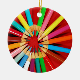 Colourful pencil crayon christmas ornament