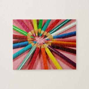 Colourful pencil crayons in a circle jigsaw puzzle