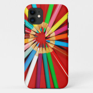Colourful pencil crayons print phone case