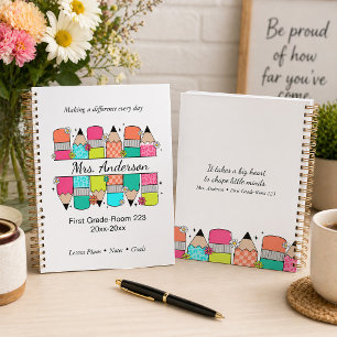 Colourful Pencil Teacher Name Classroom Planner