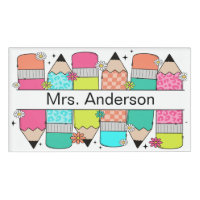 Colourful Pencil Teacher Name Magnetic