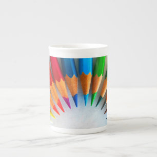 Colourful pencils bone china mug