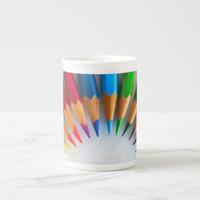 Colourful pencils bone china mug (Front)