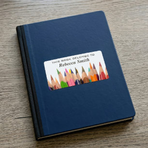 Colourful Pencils Book Labels Bookplate Label