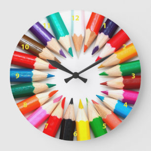Colourful Pencils Large Clock