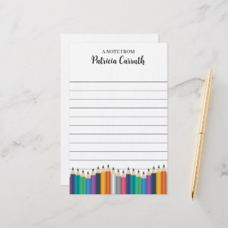 Colourful Pencils Lined Paper Teacher School