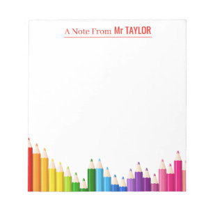 Colourful Pencils Personalised Teacher Notepad