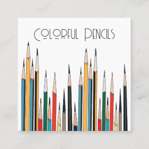 Colourful Pencils Square Business Card