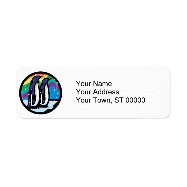 colourful penguin circle design return address label (Front)