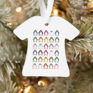 Colourful Penguin Pattern Cute Christmas Shirt Ornament
