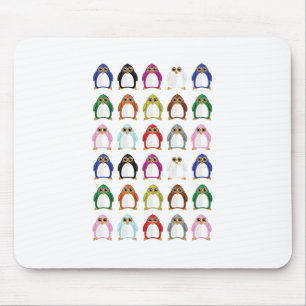 Colourful Penguin Pattern Cute Kawaii Fun Desk Mouse Pad