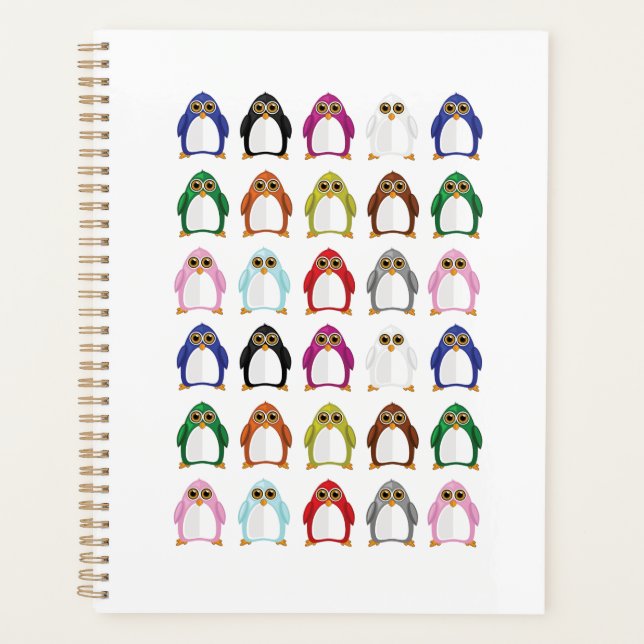 Colourful Penguin Pattern Cute Kawaii Fun Planner (Front)
