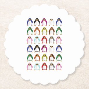 Colourful Penguin Pattern Cute Kawaii Fun Table Paper Coaster